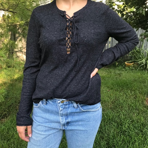 Chelsea Sky Tops - Dark Grey Long Sleeve Shirt